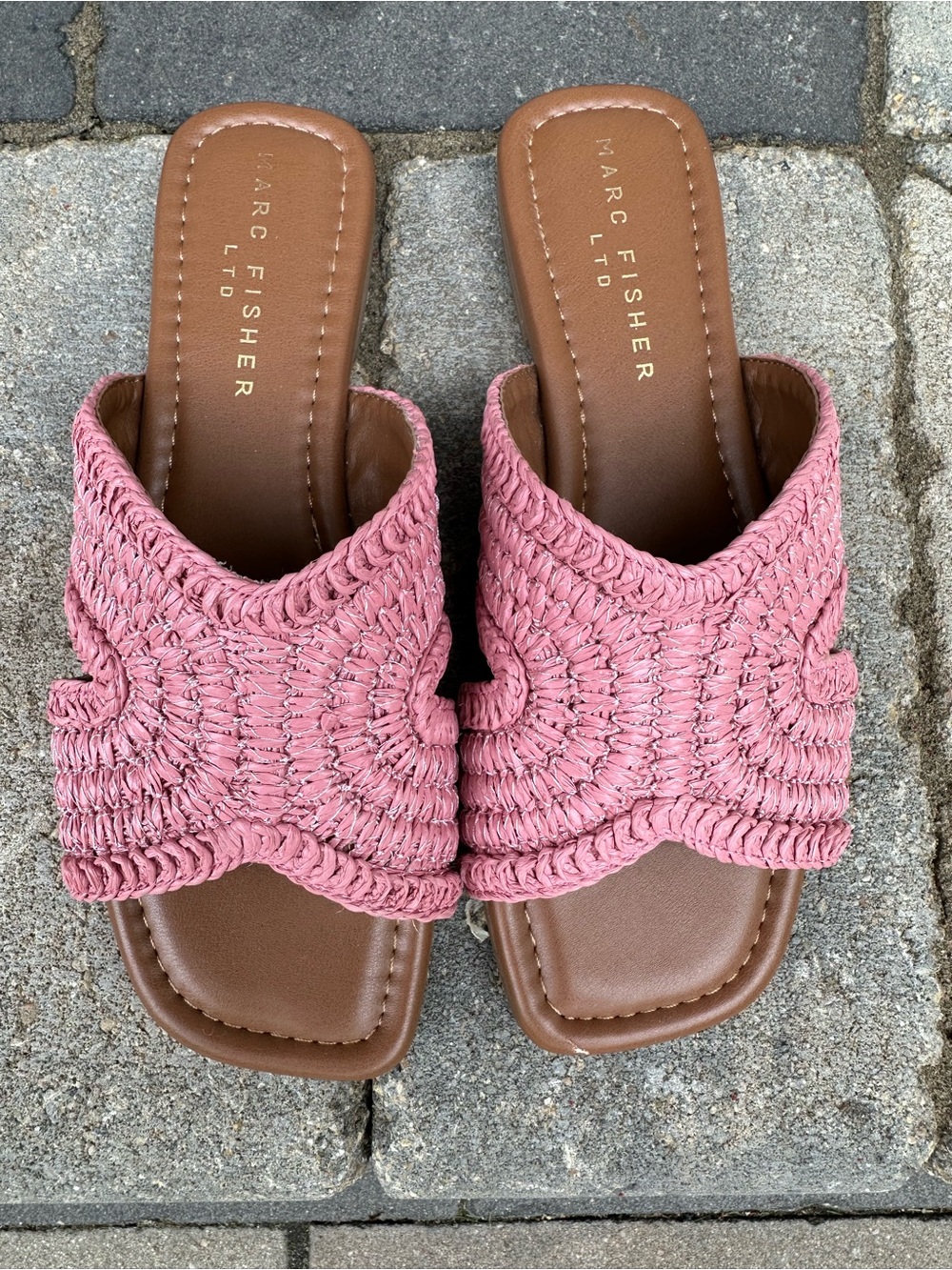 Marc Fisher Pink Braided Slide Sandals